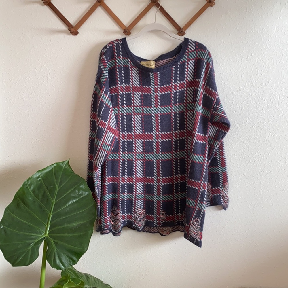NWT Wildfox White Label Plaid Lenon Sweater